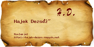 Hajek Dezső névjegykártya